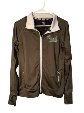 Victoria's Secret PINK Women's Size Small Ultimate Track Jacket Dark Green Zip